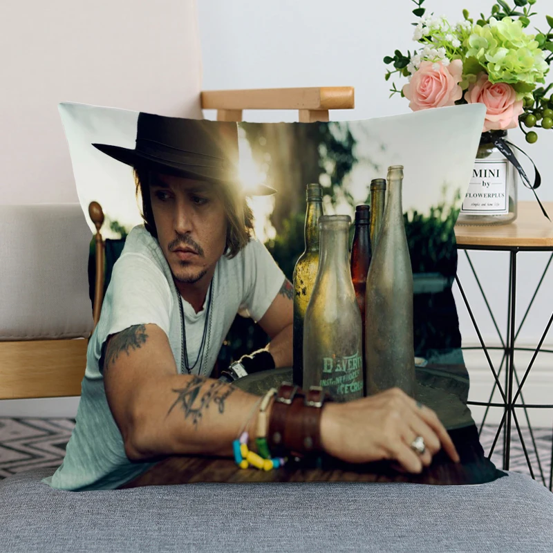 Gražus Pagalvės užvalkalą Šiuolaikinio Namų dekoro Johnny Depp Star Užvalkalas 35x35cm,40X40cm(vienos pusės) Už Kambarį Pagalvę Padengti Nuotrauka 3 