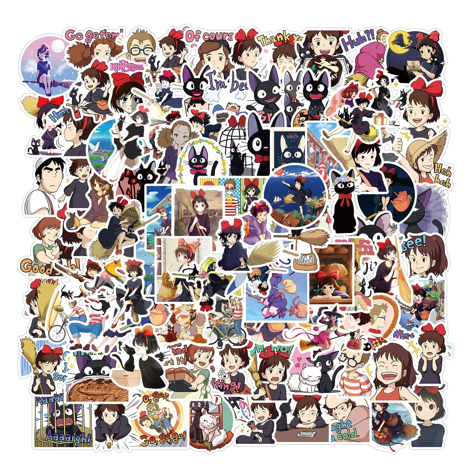 Naujas 100vnt/set Anime Kiki ' s Delivery Service Kiki PVC lagaminą vertus sąskaitą Šalmas lipdukai Nuotrauka 3 