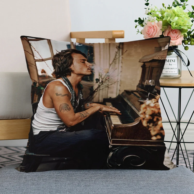 Gražus Pagalvės užvalkalą Šiuolaikinio Namų dekoro Johnny Depp Star Užvalkalas 35x35cm,40X40cm(vienos pusės) Už Kambarį Pagalvę Padengti Nuotrauka 4 