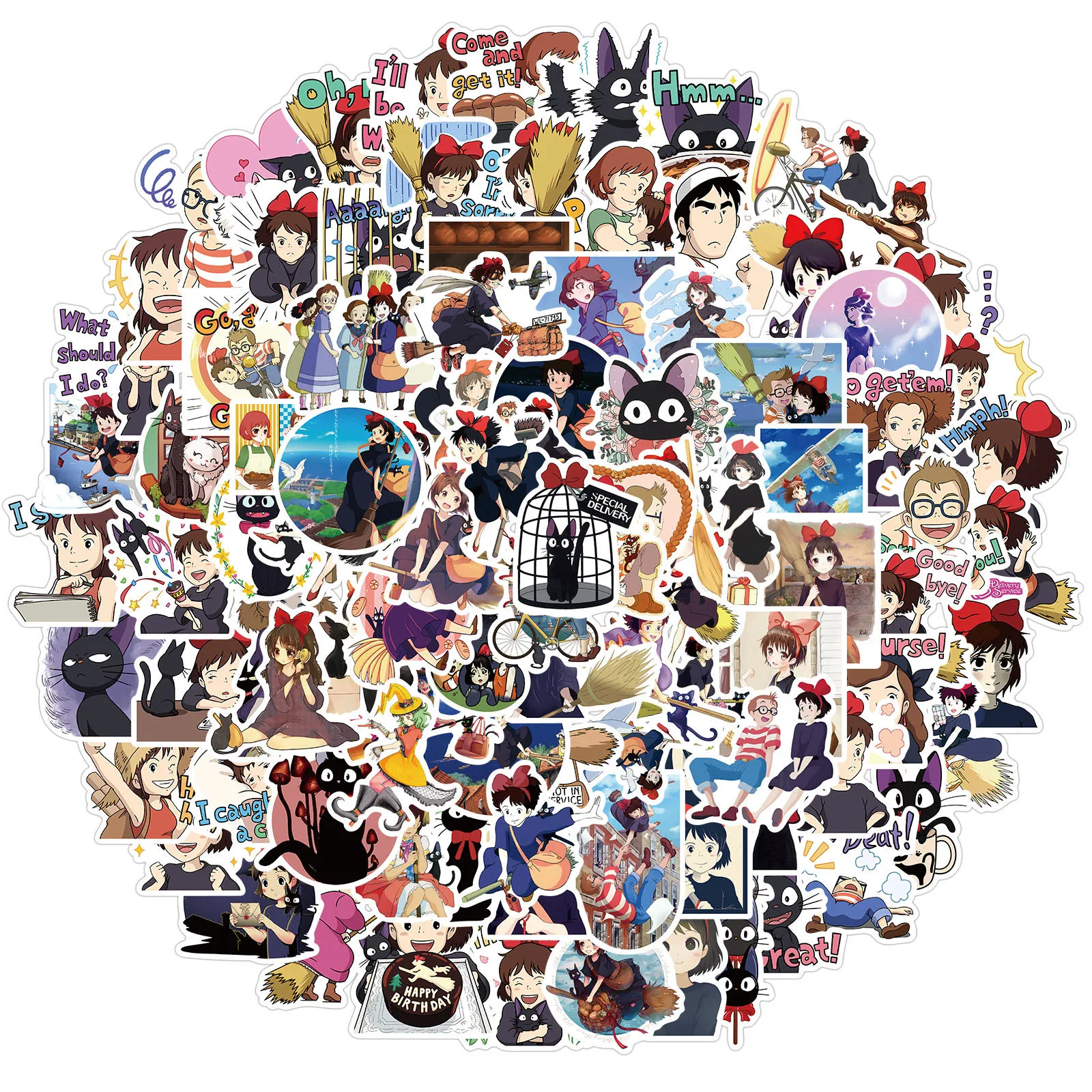 Naujas 100vnt/set Anime Kiki ' s Delivery Service Kiki PVC lagaminą vertus sąskaitą Šalmas lipdukai Nuotrauka 4 