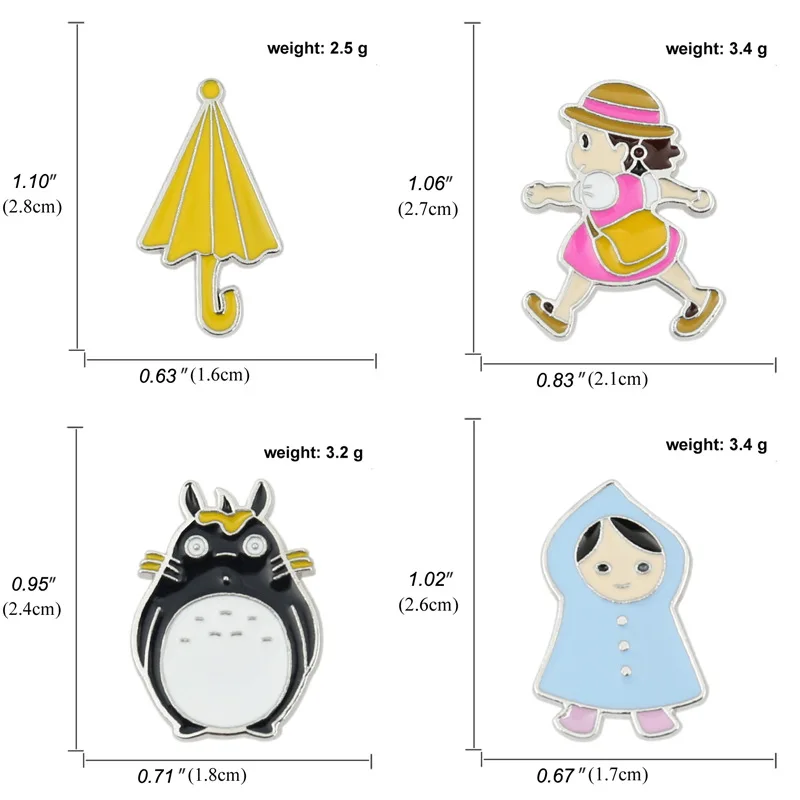 Animacinių filmų cute little girl sagė, skėčio formos apykakle pin, juvelyriniai dirbiniai didmeninė prekyba, krepšys, dekoravimo, ženklelis, dovana draugams Nuotrauka 5 
