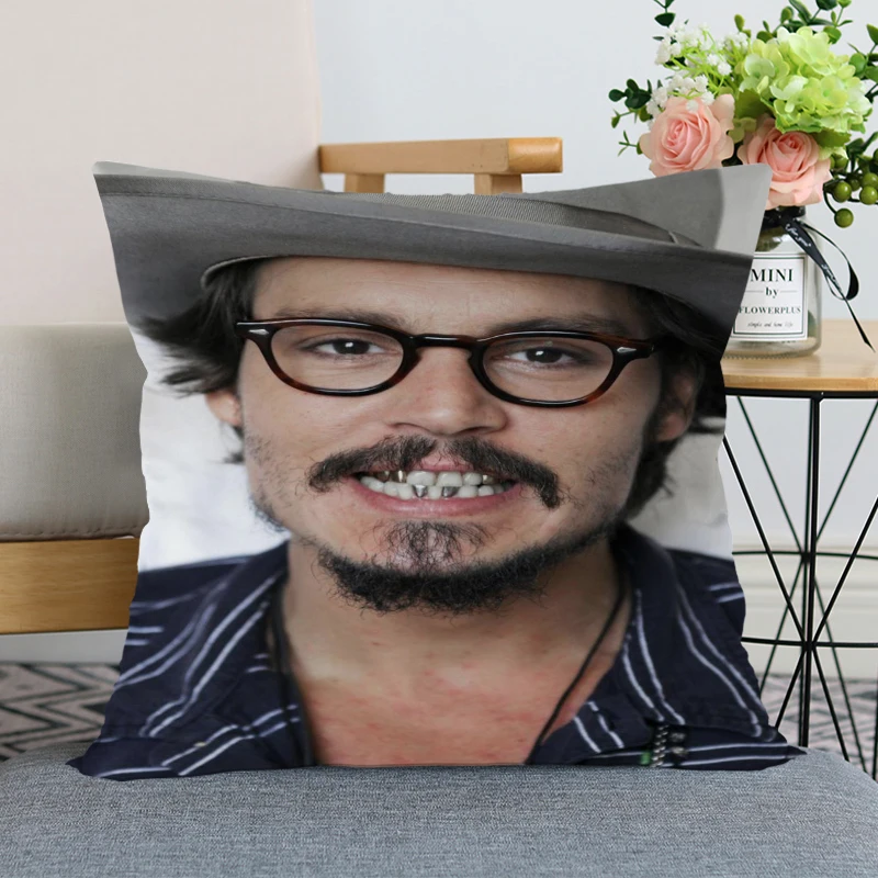 Gražus Pagalvės užvalkalą Šiuolaikinio Namų dekoro Johnny Depp Star Užvalkalas 35x35cm,40X40cm(vienos pusės) Už Kambarį Pagalvę Padengti Nuotrauka 5 