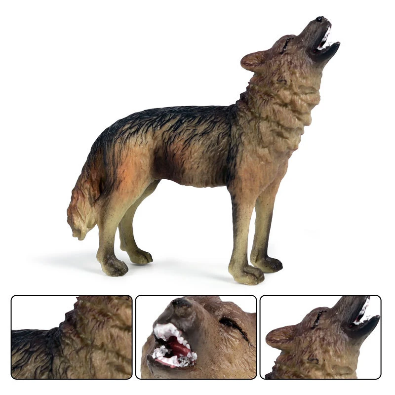 Klasikinis Modeliavimas Savage Laukiniai Vilkai Gyvūnų Modelio Veiksmų Skaičiai Kūdikių Pilkas Vilkas Wolfhound PVC Aukštos Kokybės Švietimo Žaislas Dovanos Nuotrauka 5 